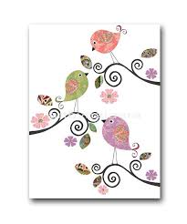 Color De Rosa De Bebe Vivero Decor Arte Para Ninos Por Artbynataera Bird Art Baby Artwork Bird Artwork