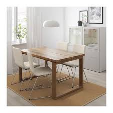 Morbylanga Table Oak Veneer Brown Stained Length 55 1 8 Ikea Ikea Dining Ikea Dining Room Ikea