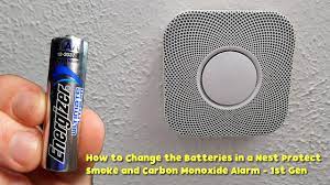 The gen 1 smoke detector takes three aa lithium batteries. How To Change The Batteries In A Nest Protect Smoke And Carbon Monoxide Alarm 1st Gen Youtube
