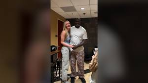 NBA star Shaq meets world’s tallest model. See viral moment.