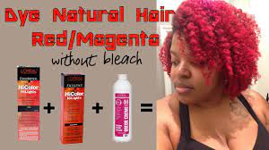 Dye Natural Hair Red Or Magenta Without Bleach Using L Oreal Hicolor Hilights In Red Magenta Dyed Natural Hair Magenta Hair Natural Hair Styles