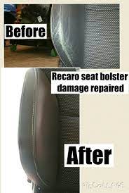 Recaro Seats Damaged And Fully Restored Preserving All The Wite Stitching To Perfection Visit Us Www Leatherrepair Leather Restoration Leather Repair Recaro