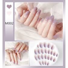 Nail art simple elegant kuku pendek. Kuku Palsu Panjang Almond M002 Simple Ungu Gradasi Japan Korea Nail Art Free Lem Dan Kikiran Elegant Shopee Indonesia