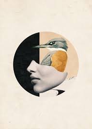 Collage Art Bird Mini Art Print By Dada22 Without Stand 3 X 4 Collage Illustration Collage Art Dada Art