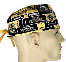 Men S Boston Bruins Squares Surgical Scrub Hat Semi Lined Fold Up Cuffed Shown Or No Cuff Handmade Scrub Hats Surgical Scrub Hats Scrub Caps Surgical