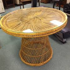 Great Vintage Wicker Table Meja Kopi Rumah