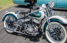 Harley Davidson Harley Davidson Flathead Engine With Classic Blue And White Color Paint Combination Harley Harley Softail Harley Bikes Classic Harley Davidson