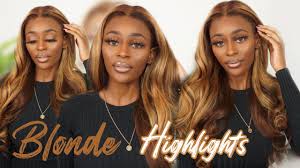 Honey blonde is a great hair color because it compliments nearly every skin tone. Blonde Brown Highlights 13x4 Straight Honey Blonde Ombre Color Highlighted Wig Unice Hair Youtube