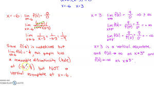 The simplest type is called a removable discontinuity. Vertical Asymptote And Removable Discontinuity With Limits Rational Function Youtube