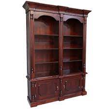 Trade winds provence bookcase traditional antique yellow painted mahogany. Solid Mahogany Wood Colonial Bookshelf With 8 Shelves 2 Cupboards
