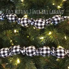 Black And White Plaid Christmas Decor Buffalo Check Gingham Plaid Garland 2 Inch Balls Ornament Etsy Christmas Tree Decorations Plaid Christmas Tree Christmas Tree Themes