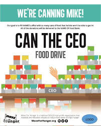Perfect for food drives, this printable flyer is decorated with a canned food illustration. Start A Food Drive Move For Hunger