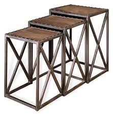 Gispen Industrial Loft Leather Iron Nesting Tables Set Of 3 Nesting Tables Table Leather Loft