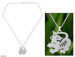 Novica Sterling Silver Pendant Necklace Shopstyle Sterling Silver Necklace Pendants Silver Chinese Zodiac Tiger