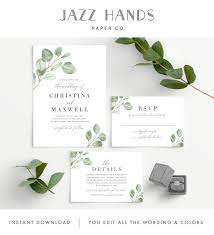 Eucalyptus Wedding Invitation Template Minimal Greenery Wedding Invite Instant Download 139v6 In 2020 Eucalyptus Wedding Invitation Wedding Invitation Templates Instant Download Wedding Invitations