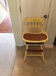 Rare Yellow Hitchcock High Chair Vintage Wooden High Chair Vintage High Chairs Wooden High Chairs High Chair