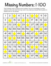 Missing Numbers 1 100 Numbers 1 100 Missing Number Worksheets First Grade Math