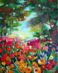 Tulip Time Landscape 22 X 28 Original By Elainesheartsong On Etsy 350 00 Canvas Art Gifts Canvas Art Painting Canvas Painting