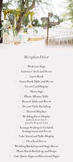 Every Bride S Must Have Wedding Details And Decor Checklist Decor Checklist Wedding Checklist Wedding Favour Displays