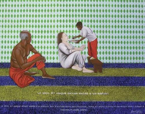 Contemporary artwork detail inspired visual for Le seul et unique devoir sacré d'un enfant