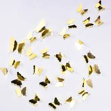 Download 48 Pieces 3d Mirror Butterfly Wall Stickers Decals Diy Hollow Out Butterfly Wall Decor For Home Decoration 3 Sizes Gold Walmart Canada