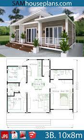 House Plans 10x8m With 3 Bedrooms Sam House Plans Affordable House Plans Beach House Floor Plans Beach House Flooring