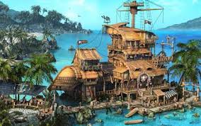 La Taverne Des Pirates Illustration De Maison Pirates Dessin Paysages D Art Fantastique