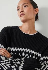 Fairisle Striped Slouchy Sweater (AE Fair Isle Snowdrift Sweater)