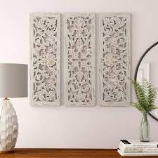 Decorative Carved Floral Wall Decor Medallion Wall Decor Distressed Wood Wall Decor Carved Wood Wall Decor