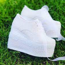 Gelin Ayakkabisi Yukseklik 12cm Cok Rahat Kullanisli Yeni Taban En Yeni Modeller Web Sitemize Yuklenmistir Www Ayakkabitutk Wedding Shoe White Sneaker Fashion