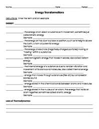 This Worksheet Is A Part Of The Energy Transformations Power Point It Includes Clear Examples And Explanations And A Energy Transformations Energy Worksheets