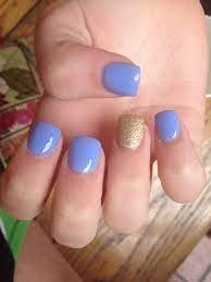 Periwinkle And Gold Short Acrylics Short Acrylic Nails Designs Remove Acrylic Nails Fake Gel Nails