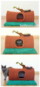 These crochet cat cave ideas are better than any box! Crochet Cat House Nest Bed Patterns Instructions