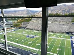 view from the suites picture of maverik stadium logan