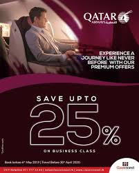 Hail This Premium Offer Save Upto 25 On Qatar Airways Business Class Valid For Selected Destinations Book Before Business Class Qatar Airways How To Apply