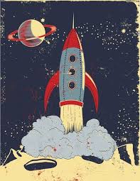 Retro Rocket Launch Mary Burr Retro Rocket Space Art Vintage Space