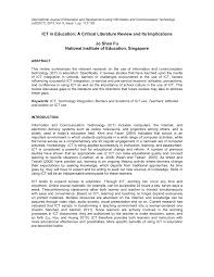 Pdf Ict In Education A Critical Literature Review And Its Implications