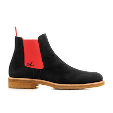 A fantastic genuine stitch down chelsea boot in a rare jet black colour combination. Serfan Chelsea Boot Men Suede Black Red