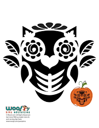 Dia De Los Muertos Owl Stencil For Pumpkins Woo Jr Kids Activities Owl Pumpkin Carving Owl Stencil Halloween Pumpkin Carving Stencils