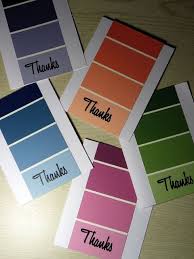 We'll send you your choice of up to two colour cards completely free, and you can have as many as you like beyond that at just £0.75 each. Creative Exploration Thank You Paint Chip Cards Paint Chip Cards Paint Chip Crafts Paint Sample Cards