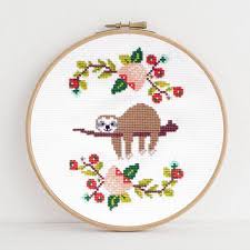 This post and photos may contain amazon or other affiliate links. Lazy Day Sloth Cross Stitch Pattern Stitched Modern