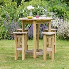Tall Table And Stools Outdoor Wood Table Garden Dining Set Round Outdoor Table