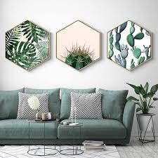 Home Hexagon Green Plant Painting Plant Framed Art Christmas Gift Living Room Decor Gift For Her In 2020 Living Room Green Decor Living Room Decor Gifts