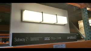 The led variable light vanity mirror features a large, high quality round vanity mirror mounted on an elegant pedestal with a beautiful satin nickel finish. Costco Artika Subway 2 Vanity Light 49 Youtube