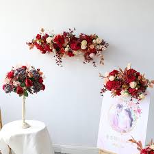 Buy ageomet 3pcs 19.5ft fake rose garland, artificial silk white flower vines, hanging floral garland, wedding flowers string party arch garden decor: Diy Burgundy Red Wedding Arch Artificial Flower Ball Table Centerpieces Wedding Decor Party Flower Row Arrangement Christmas Best Promo 4352 Goteborgsaventyrscenter