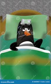 PINGUINO Con Febbre E Lamentela a Letto Illustrazione di Stock -  Illustrazione di medico, virus: 36500857