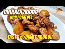 This Chicken Adobo With Potatoes Is A Tagalog Version Of Adobo And It S Saucy Unlike Th In 2020 Adobo Chicken Authentic Asian Dishes Chicken Adobo With Potatoes Recipe