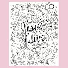 Having some coloring pages available is a great way to keep kids engaged after their friends have left to go home for the evening. Jesus Is Alive Coloring Page Easter Coloring Page Christian Coloring Page Hand Drawn Coloring Page By Fourt Christian Coloring Coloring Pages Jesus Is Alive