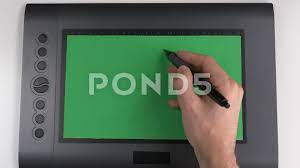 Drawing On A Graphic Tablet With A Green Screen Stock Footage Ad Tablet Graphic Drawing Green Tablet Greenscreen Drawing Tablet