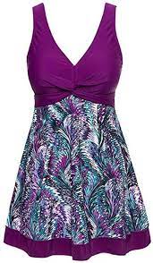 Amazon Com Viva Rose Women S One Piece Floral Vintage Plus Size Swimdress Swimwear L Us 12 14 Purple Swim Dress Modest Women Swimsuits Plus Size Swimsuits
